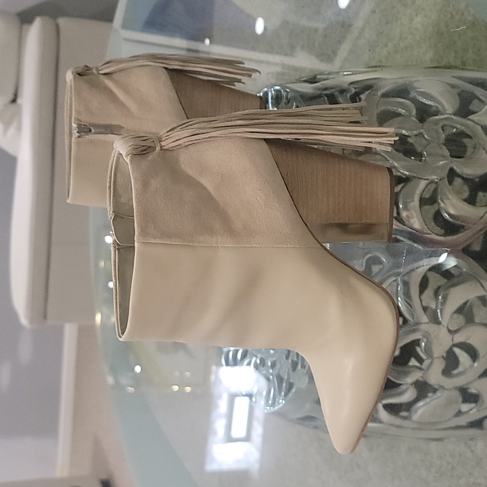 Sam Edelman beige block heels boots size 10